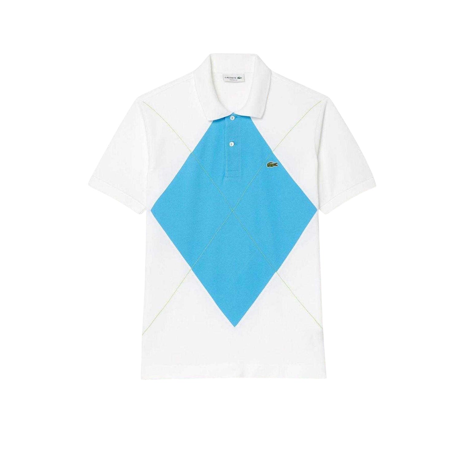 White-Blue - Front - Lacoste Mens L.12.12 Argyle Short-Sleeved Polo Shirt
