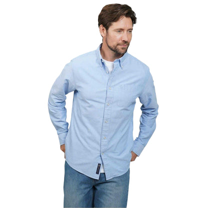 Sky Blue - Front - Howick Mens Oxford Long-Sleeved Shirt