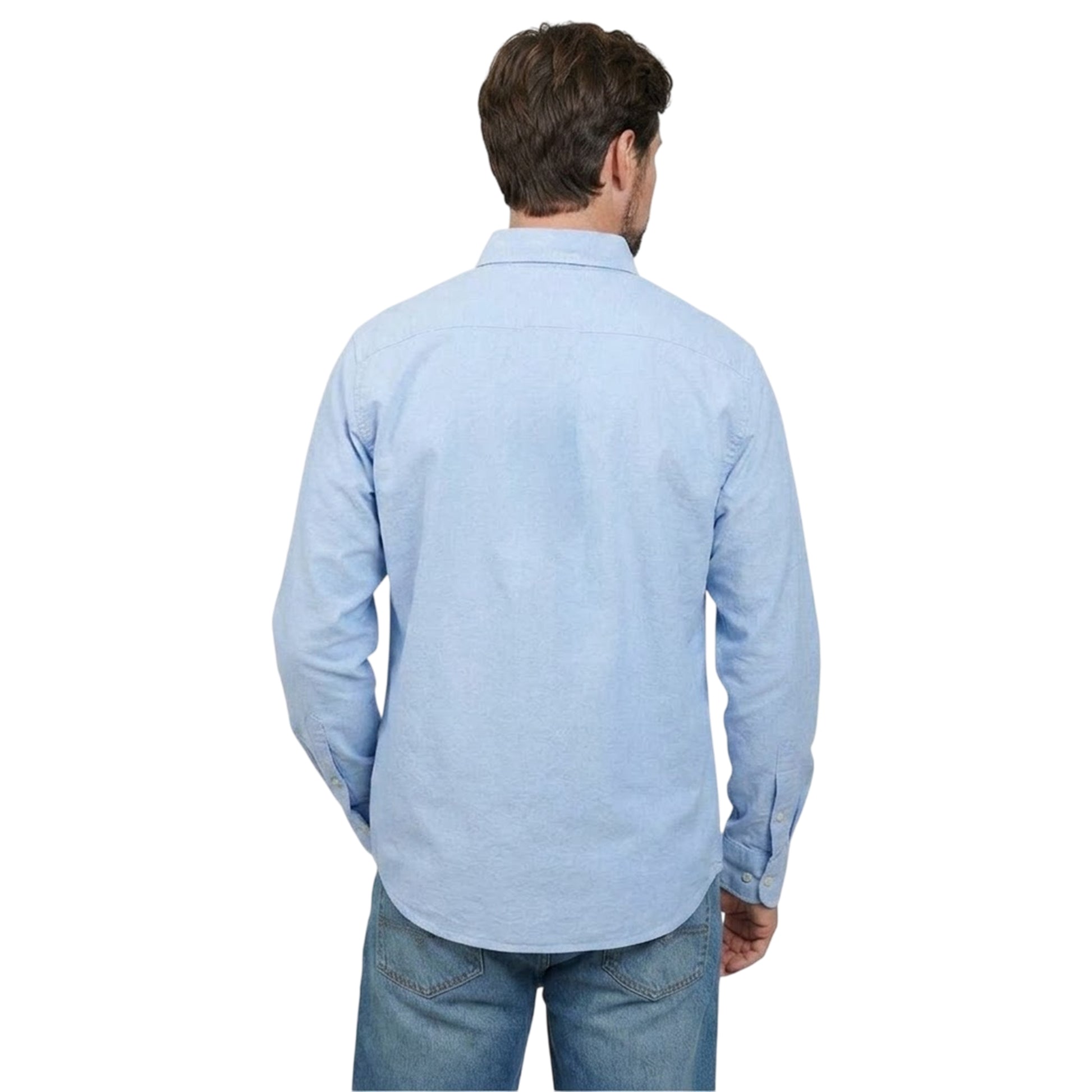 Sky Blue - Back - Howick Mens Oxford Long-Sleeved Shirt