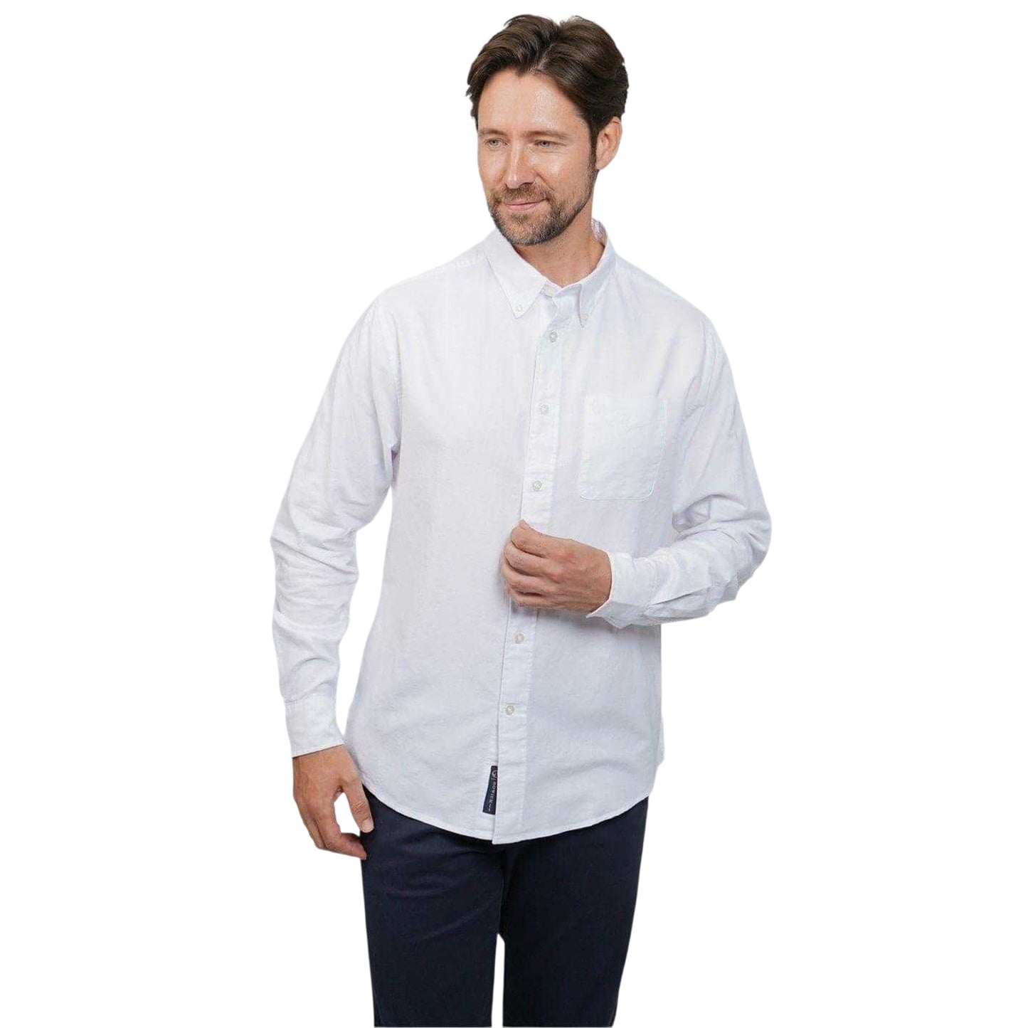 White - Front - Howick Mens Oxford Long-Sleeved Shirt