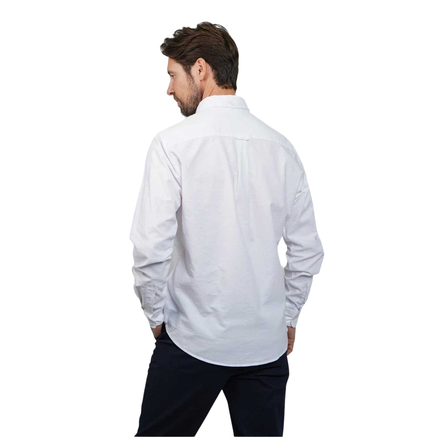 White - Back - Howick Mens Oxford Long-Sleeved Shirt