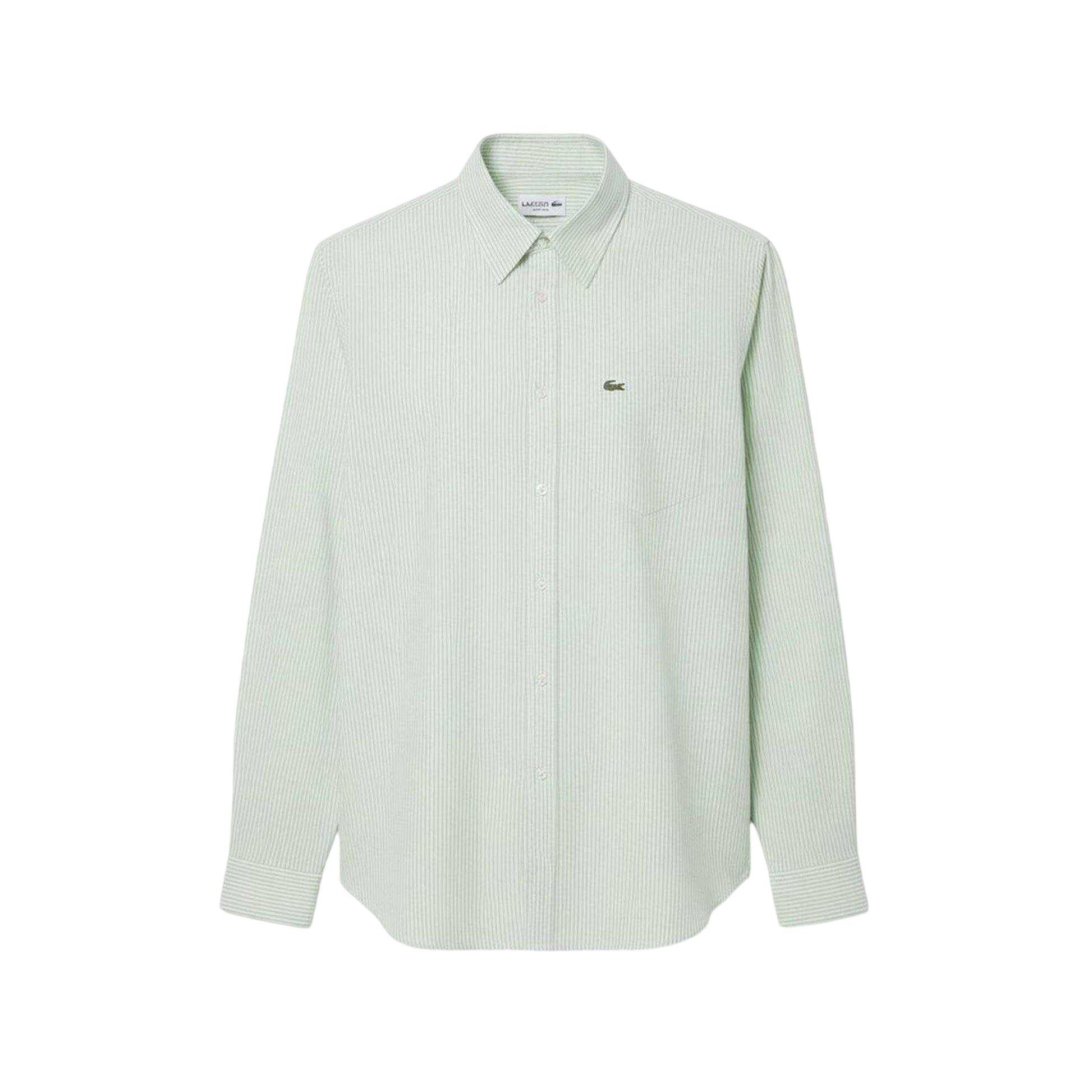 White - Front - Lacoste Mens Striped Oxford Shirt