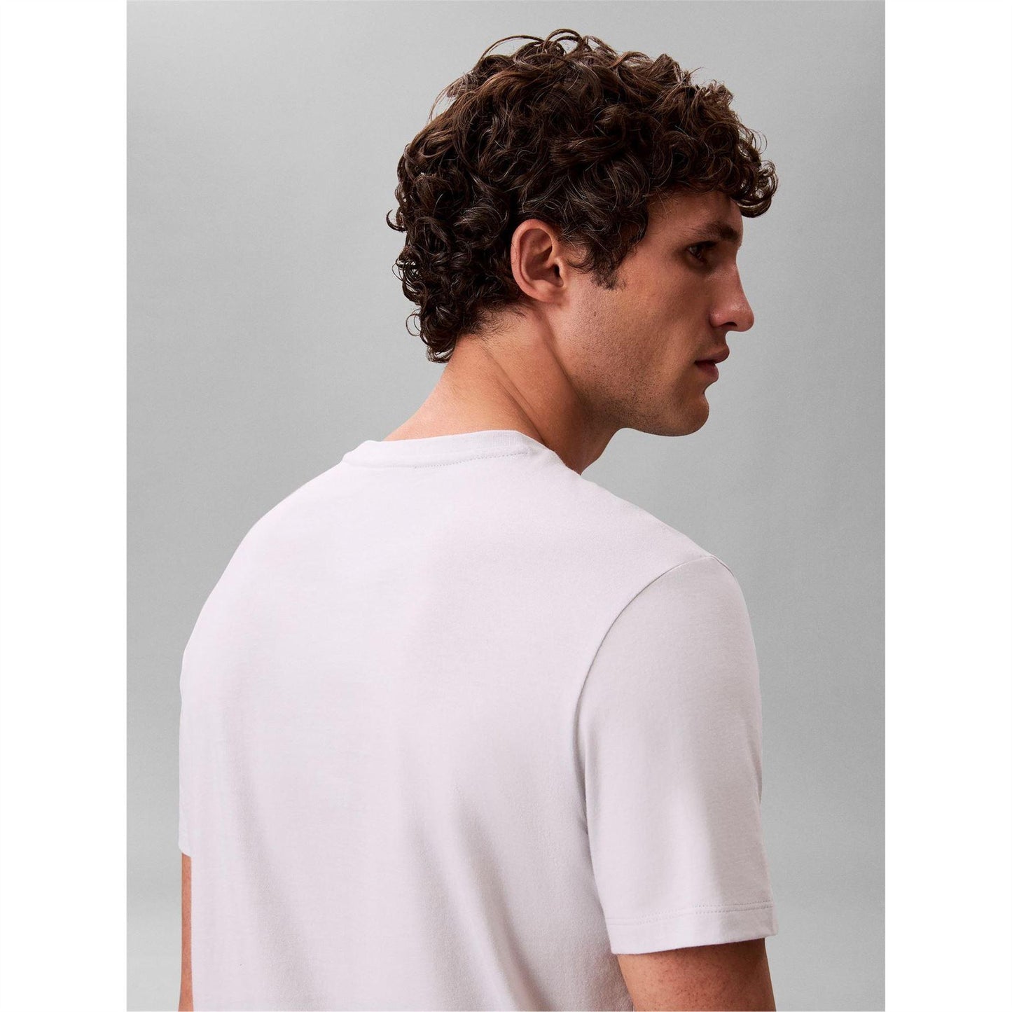 Marble-Grey - Lifestyle - Calvin Klein Mens Box Logo Cotton Crew Neck Regular T-Shirt