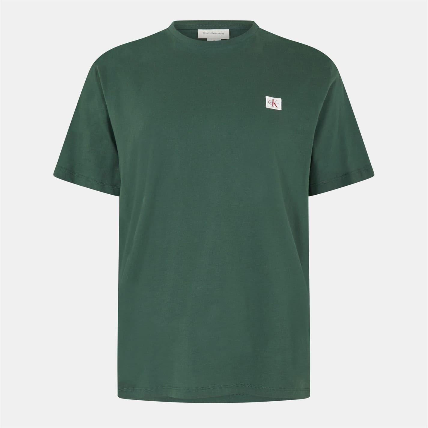 Green - Front - Calvin Klein Mens Box Logo Cotton Crew Neck Regular T-Shirt