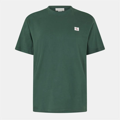Green - Front - Calvin Klein Mens Box Logo Cotton Crew Neck Regular T-Shirt