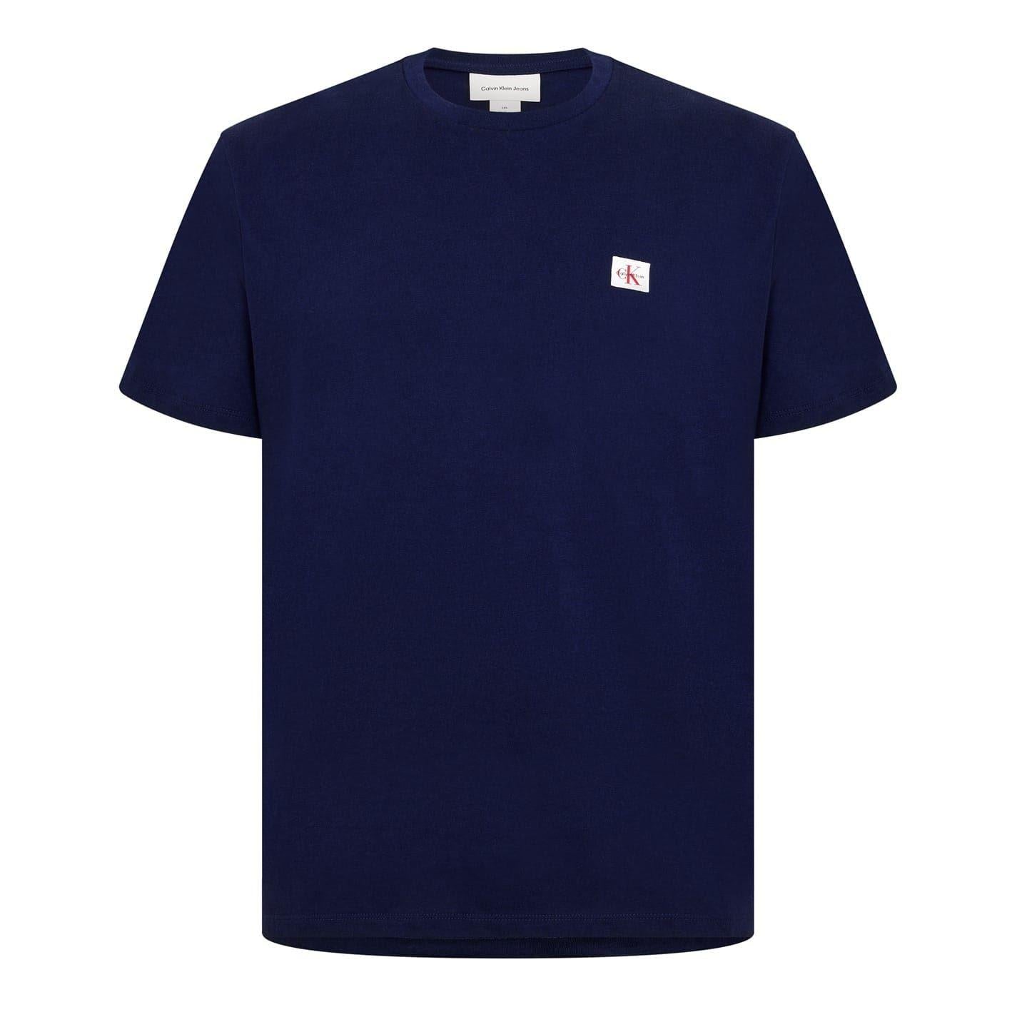 Maritime Blue - Front - Calvin Klein Mens Box Logo Cotton Crew Neck Regular T-Shirt
