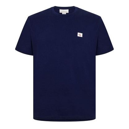 Maritime Blue - Front - Calvin Klein Mens Box Logo Cotton Crew Neck Regular T-Shirt