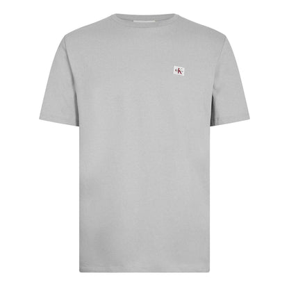 Grey - Front - Calvin Klein Mens Box Logo Cotton Crew Neck Regular T-Shirt