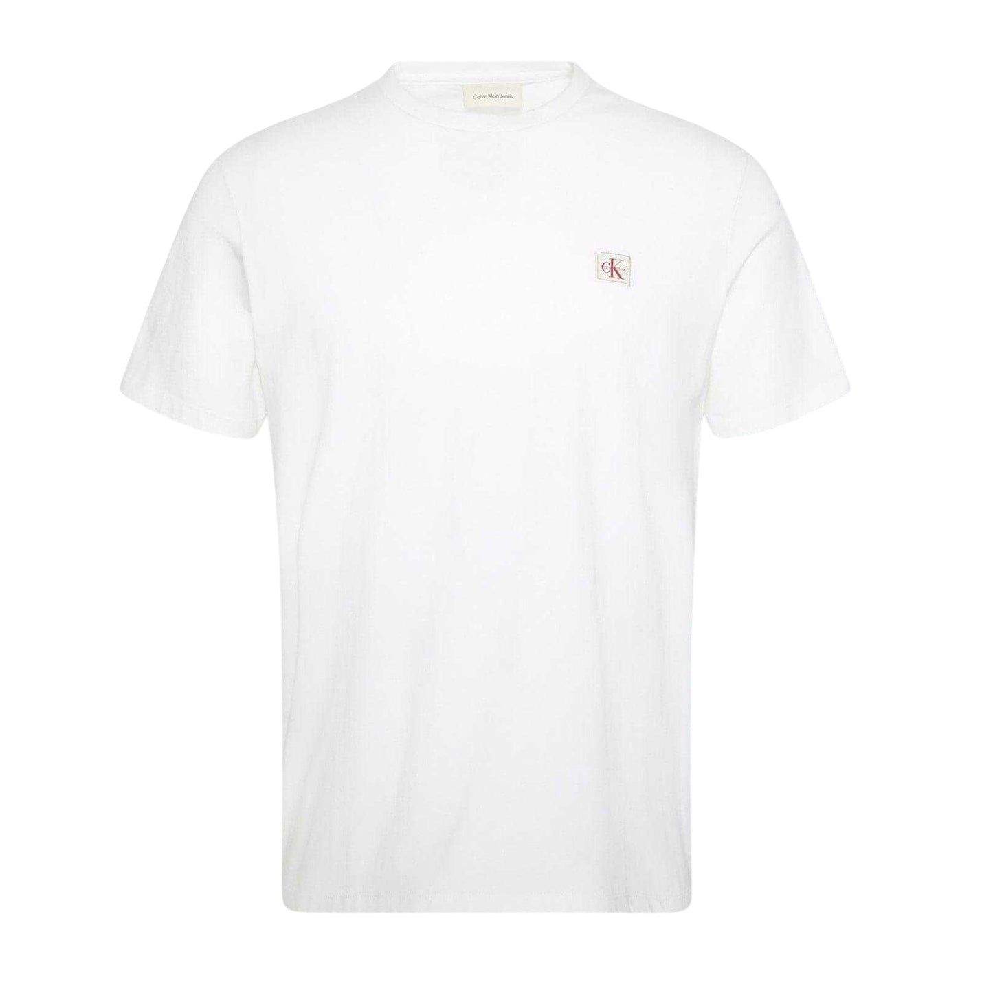 White - Front - Calvin Klein Mens Box Logo Cotton Crew Neck Regular T-Shirt