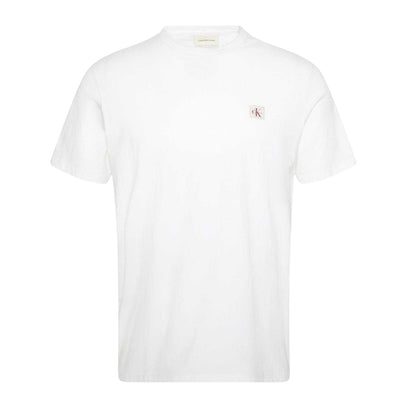White - Front - Calvin Klein Mens Box Logo Cotton Crew Neck Regular T-Shirt