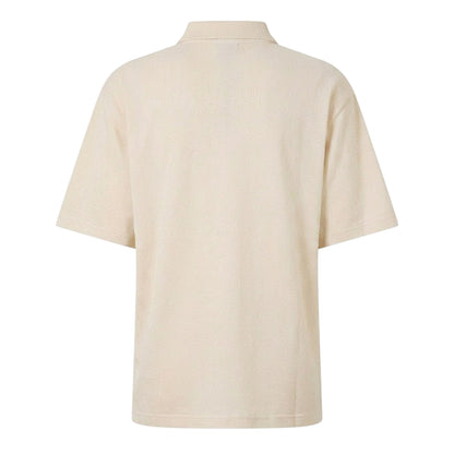 Cream - Back - Maison Kitsuné Mens Fox Oversized Short-Sleeved Polo Shirt