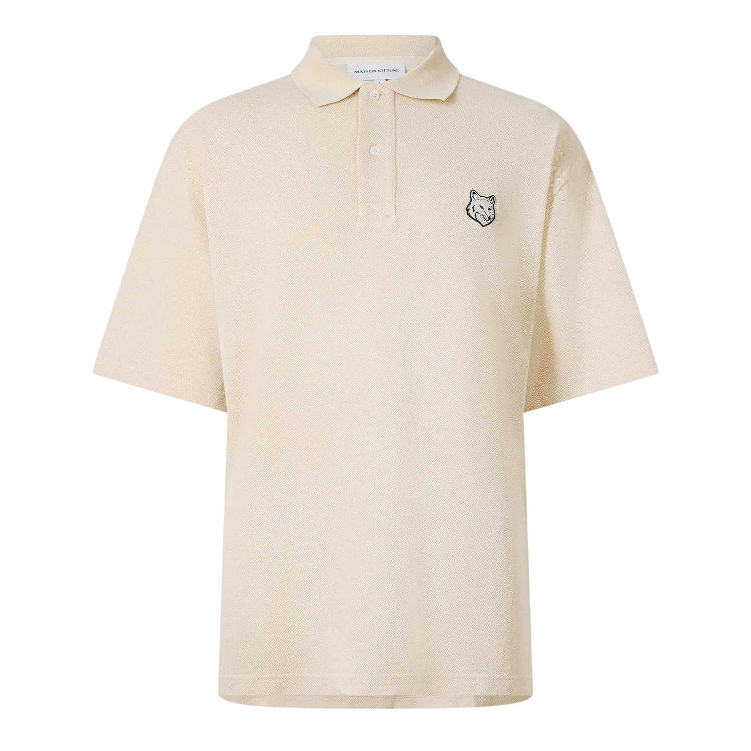 Cream - Front - Maison Kitsuné Mens Fox Oversized Short-Sleeved Polo Shirt