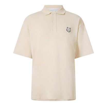 Cream - Front - Maison Kitsuné Mens Fox Oversized Short-Sleeved Polo Shirt