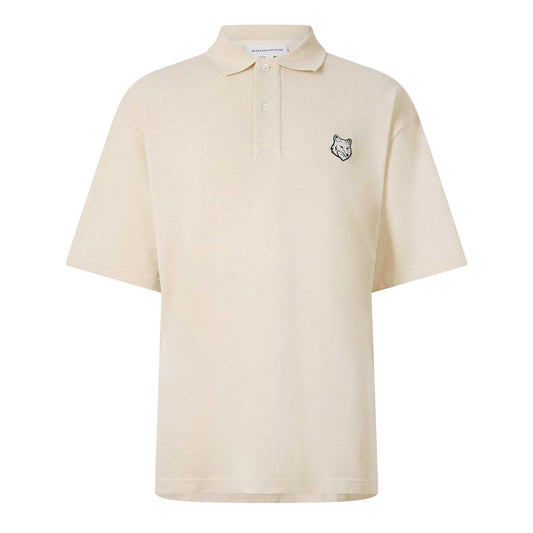 Cream - Front - Maison Kitsuné Mens Fox Oversized Short-Sleeved Polo Shirt