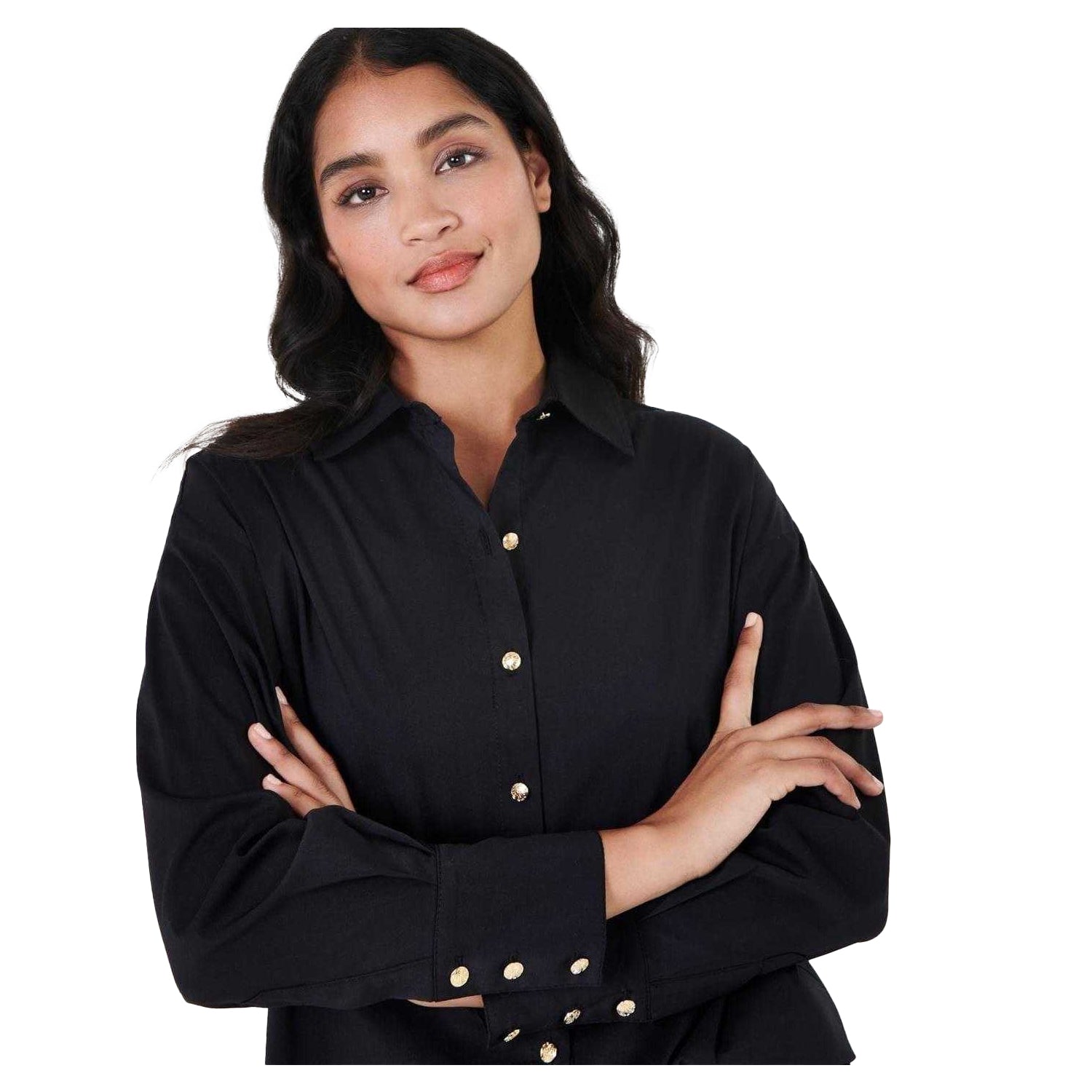 Black - Side - Biba Womens-Ladies Brand Long-Sleeved Shirt