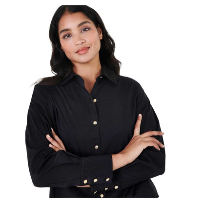Black - Side - Biba Womens-Ladies Brand Long-Sleeved Shirt