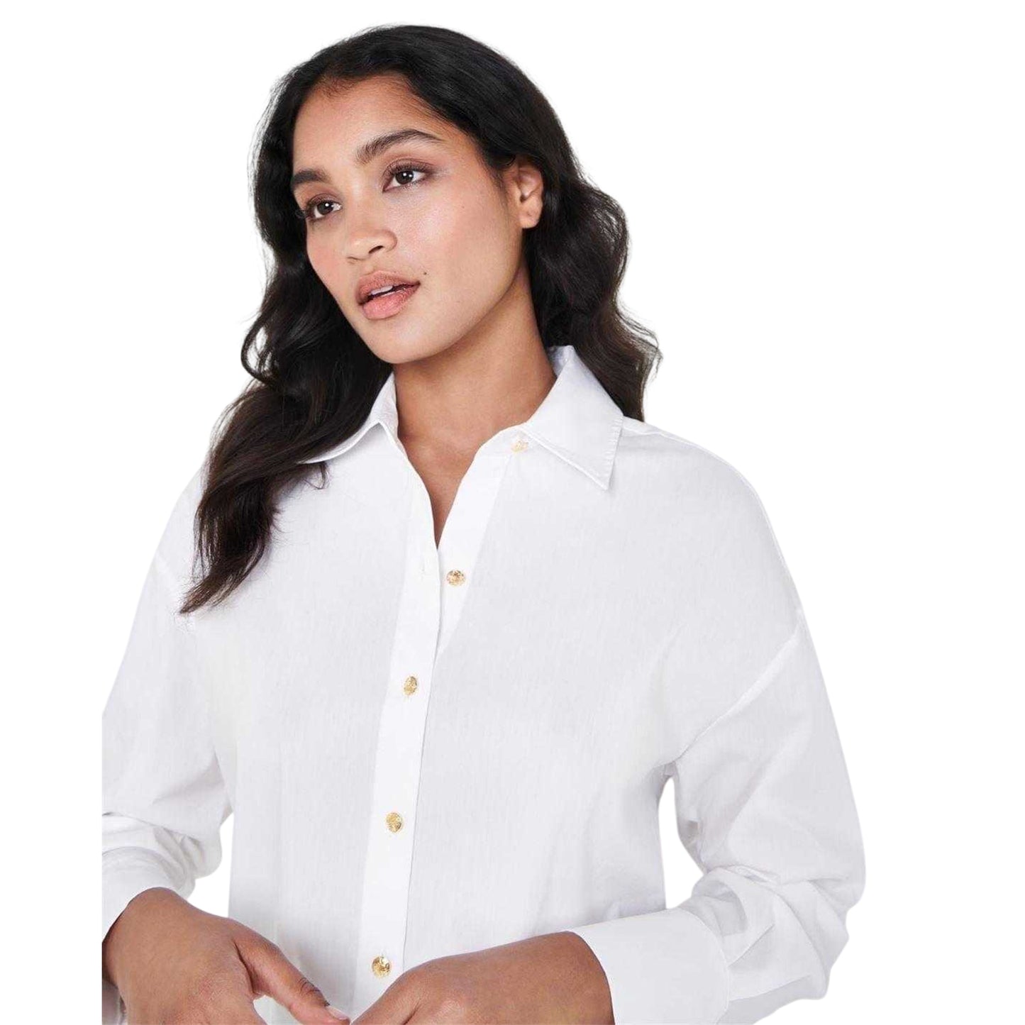 White - Side - Biba Womens-Ladies Brand Long-Sleeved Shirt