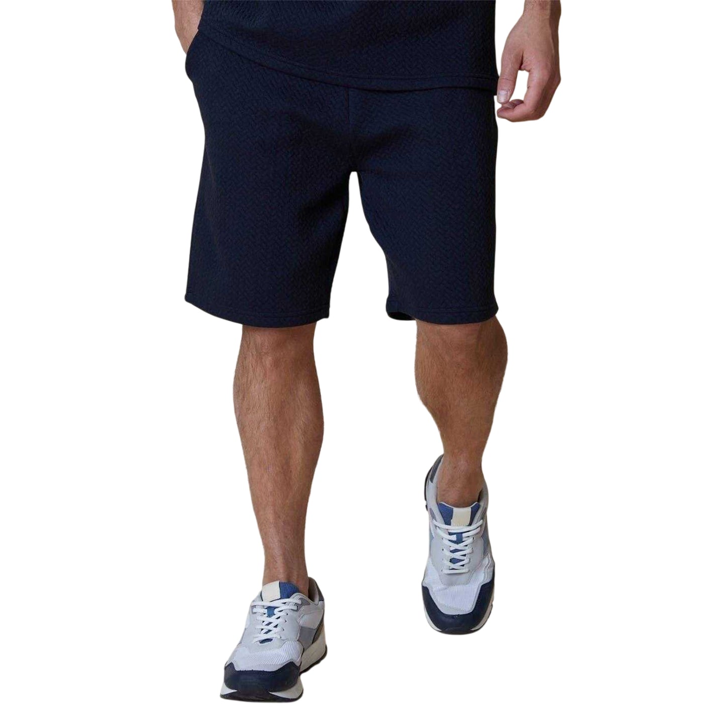 Navy - Front - Threadbare Mens Mitch Textured Shorts
