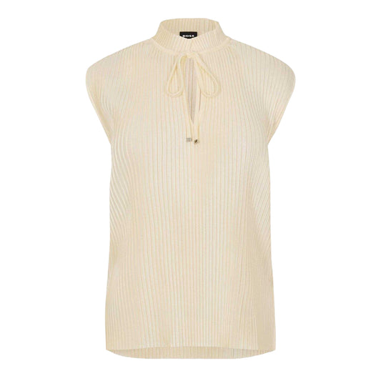 White - Front - Boss Womens-Ladies Emalla Ribbed Sleeveless Vest Top