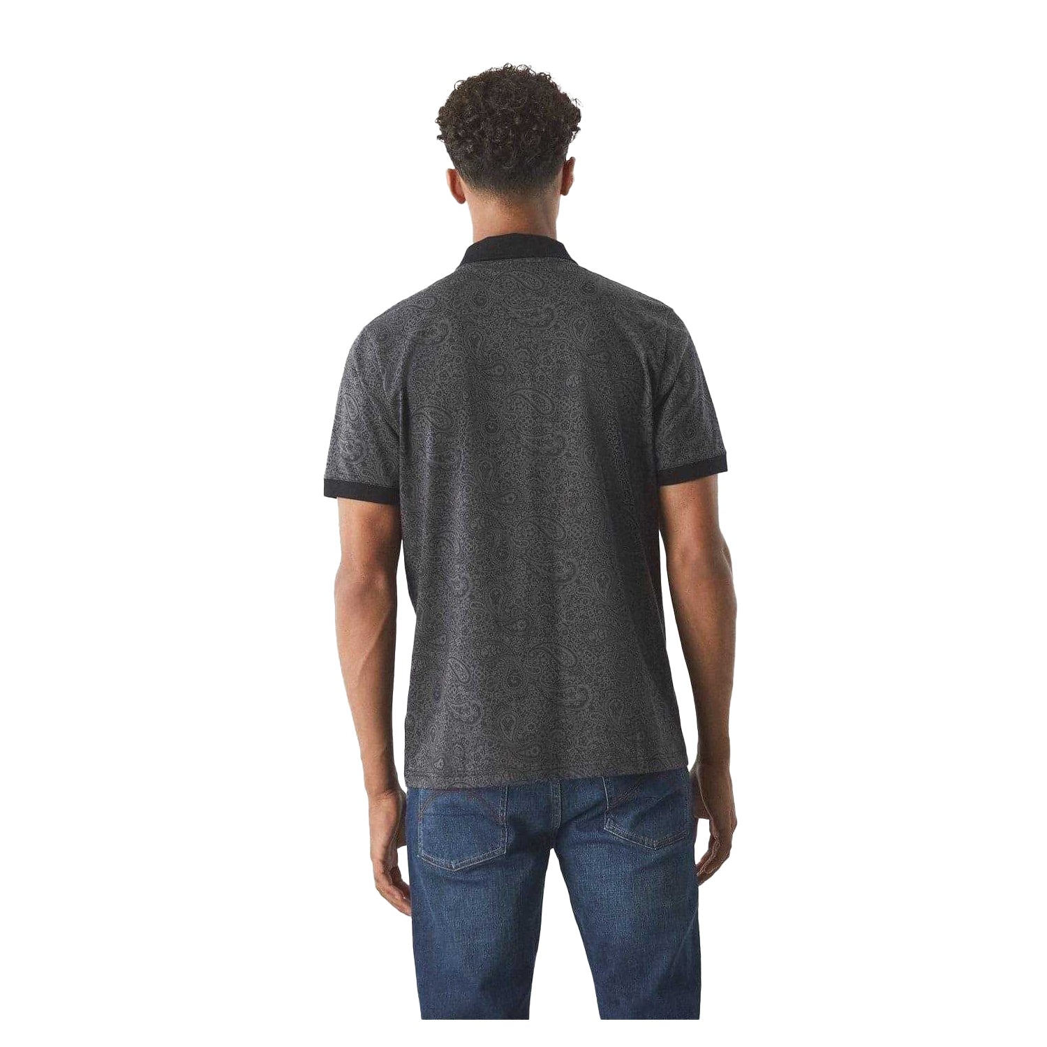 Black - Back - Pretty Green Mens Paisley Polo Shirt