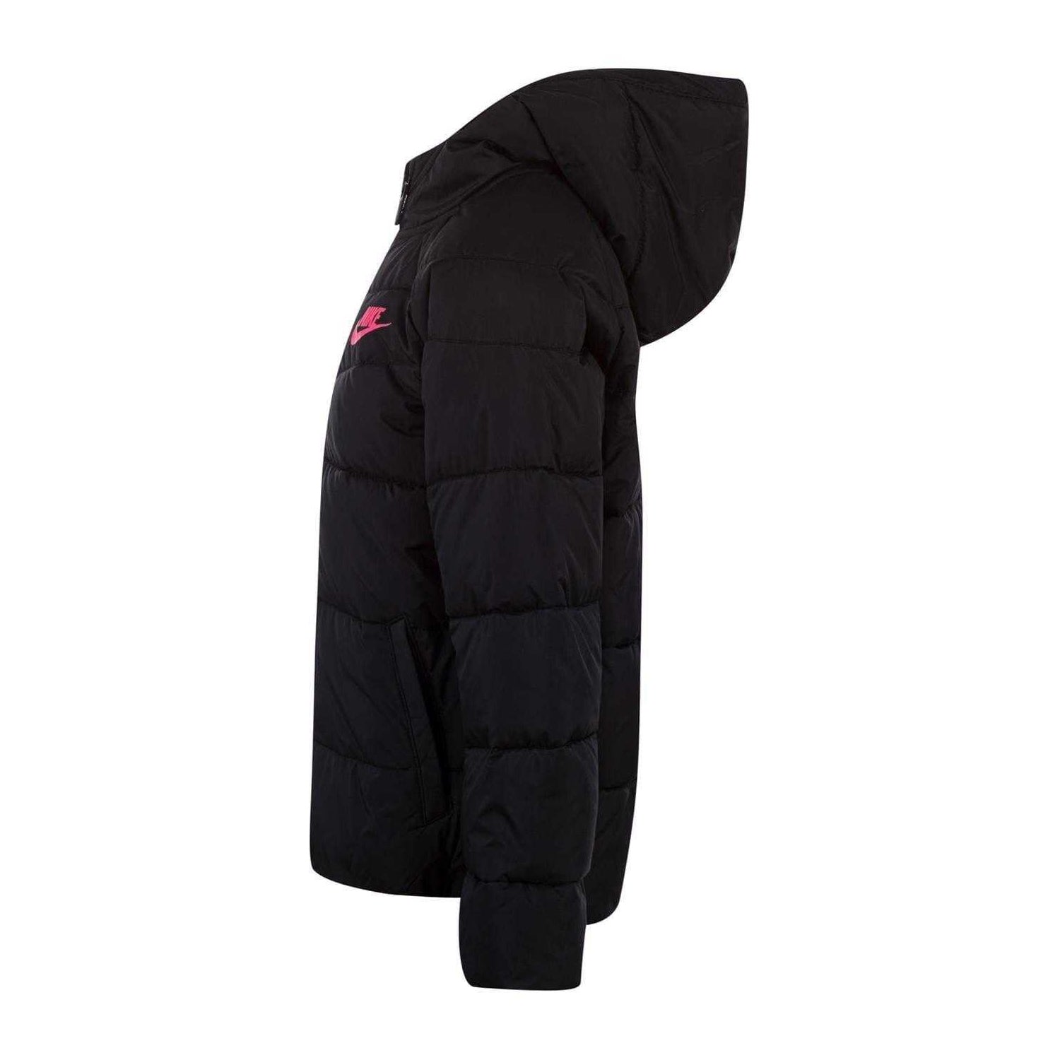 Black-Pink - Side - Nike Girls NSW Puffer Jacket