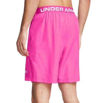 Pink - Back - Under Armour Mens HalfBack Embossed Shorts