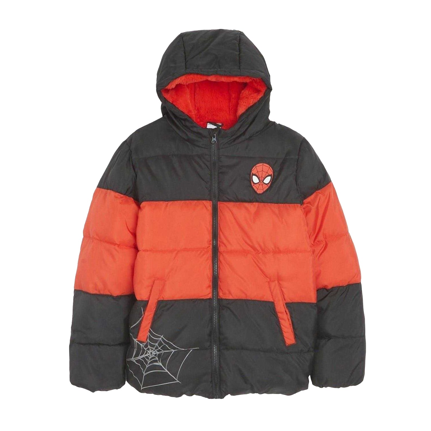 Red-Black - Front - Spider-Man Boys Padded Puffer Jacket