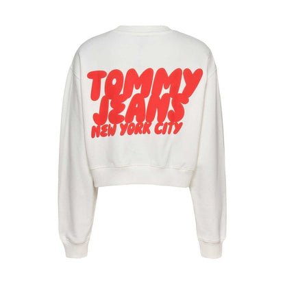 Ecru - Back - Tommy Jeans Womens-Ladies Bubble Crop Sweatshirt