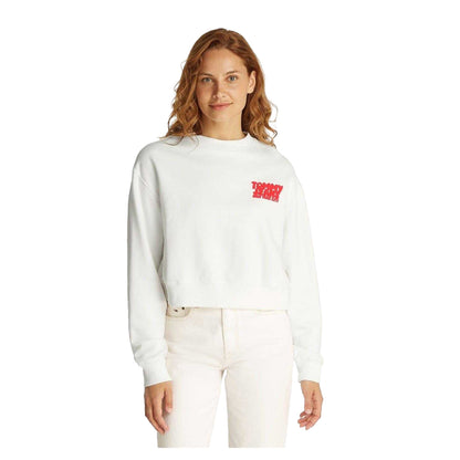 Ecru - Lifestyle - Tommy Jeans Womens-Ladies Bubble Crop Sweatshirt