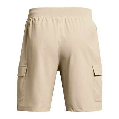 Brown - Back - Under Armour Mens Woven Stretch Cargo Shorts