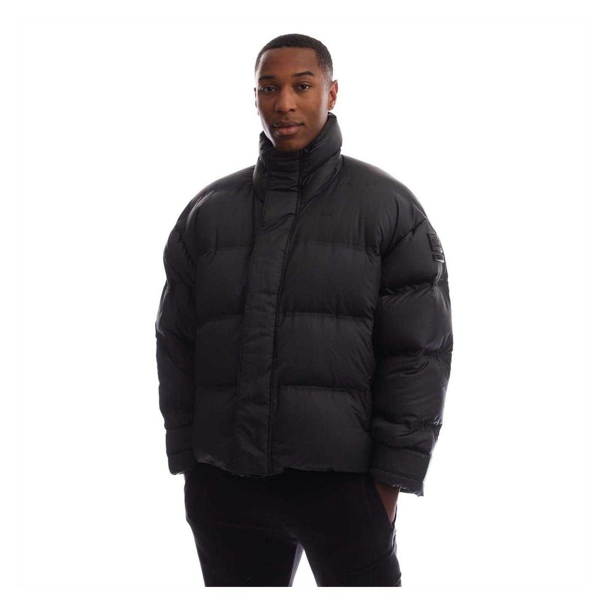 Black - Front - Adidas Unisex Adult Recycled Polyester Oversized Puffer Jacket