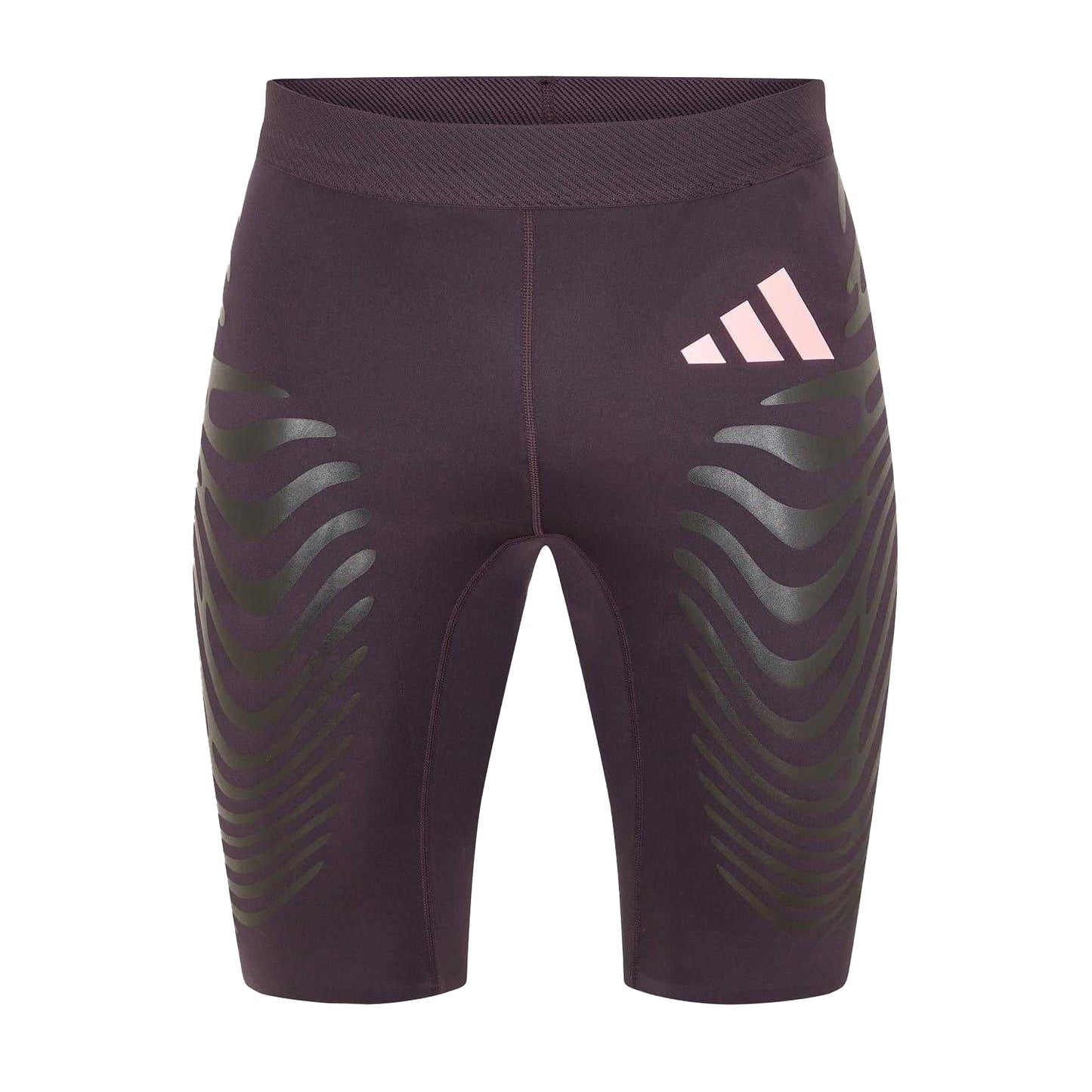 Aurora Black - Front - Adidas Womens-Ladies Wavy Striped Running Shorts