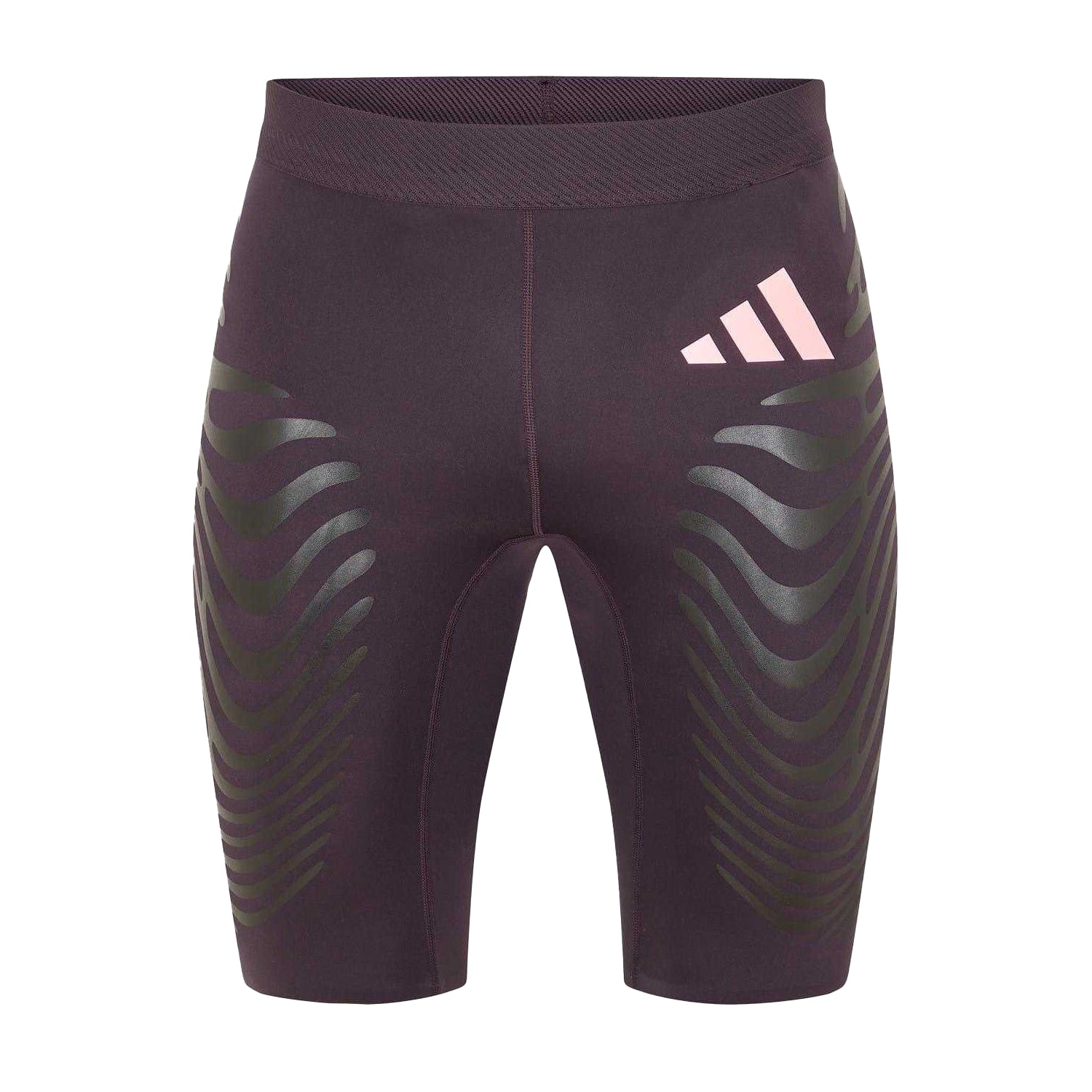 Aurora Black - Front - Adidas Womens-Ladies Wavy Striped Running Shorts