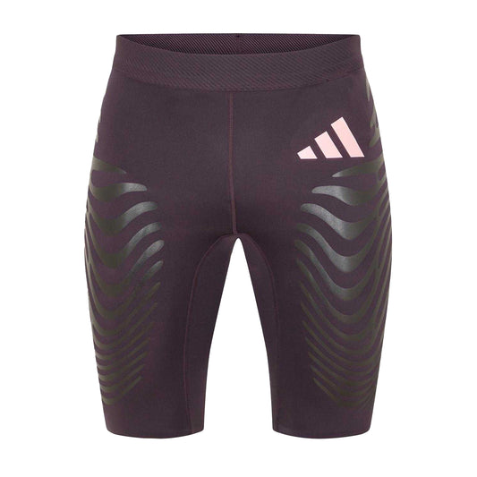 Aurora Black - Front - Adidas Womens-Ladies Wavy Striped Running Shorts