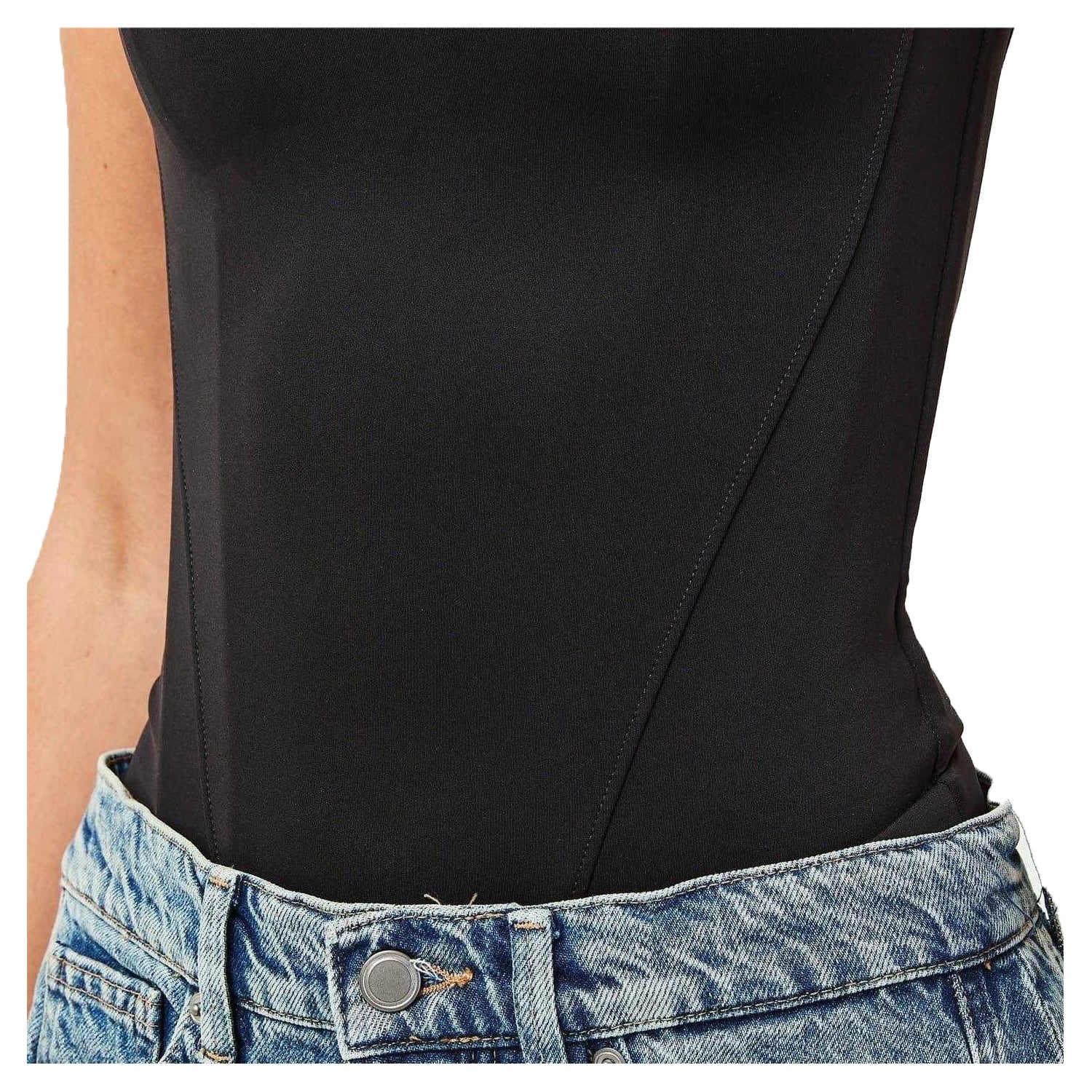 Black - Side - Good American Womens-Ladies Corsey Bodysuit