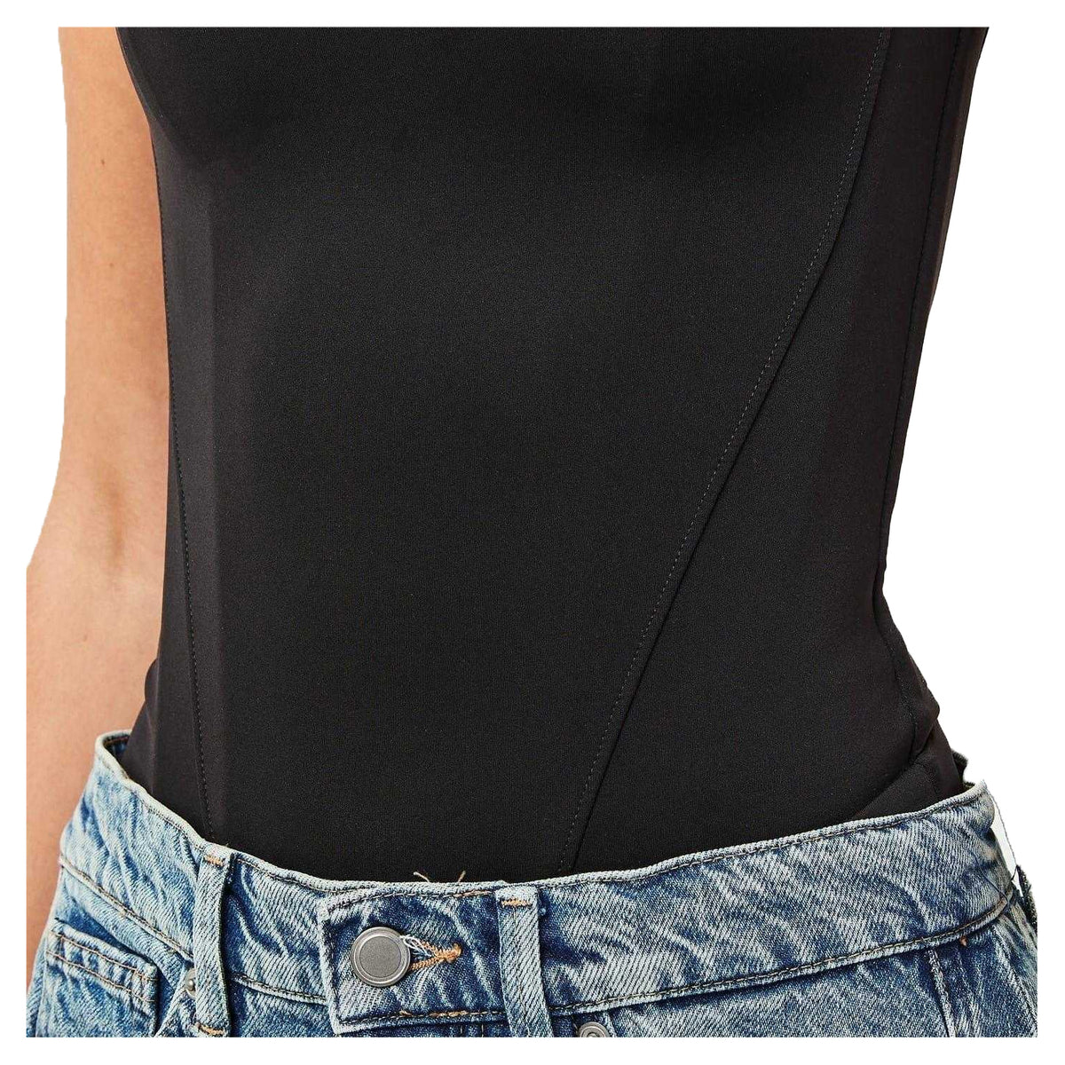 Black - Side - Good American Womens-Ladies Corsey Bodysuit