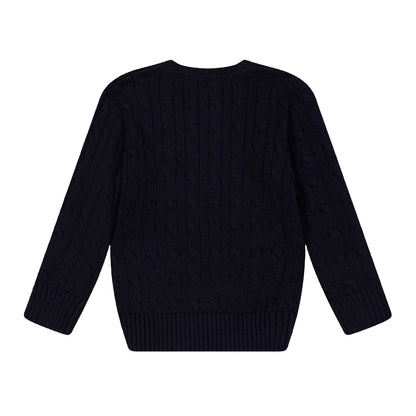 Navy - Back - Ralph Lauren Childrens-Kids Cable Knit Regular Jumper