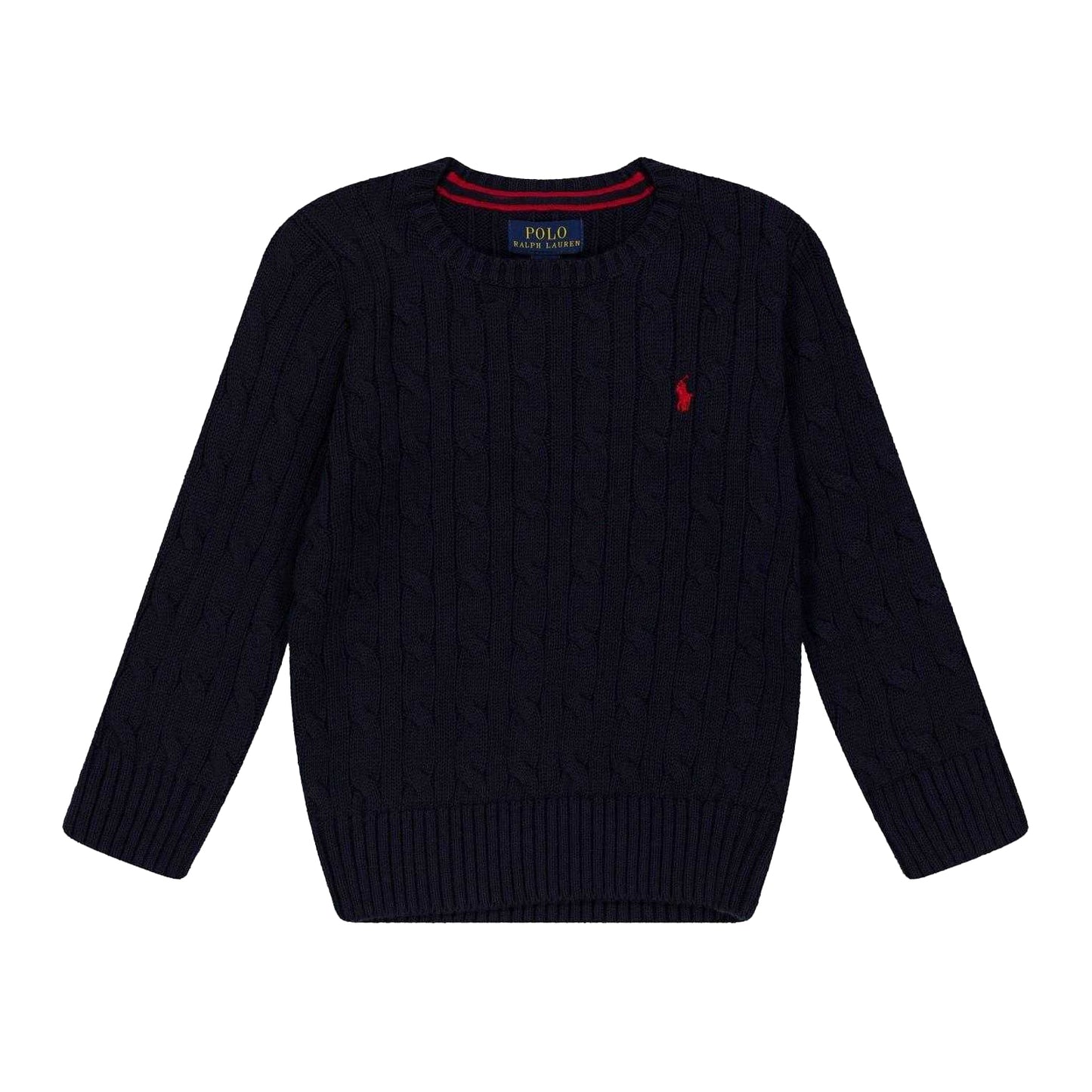 Navy - Front - Ralph Lauren Childrens-Kids Cable Knit Regular Jumper
