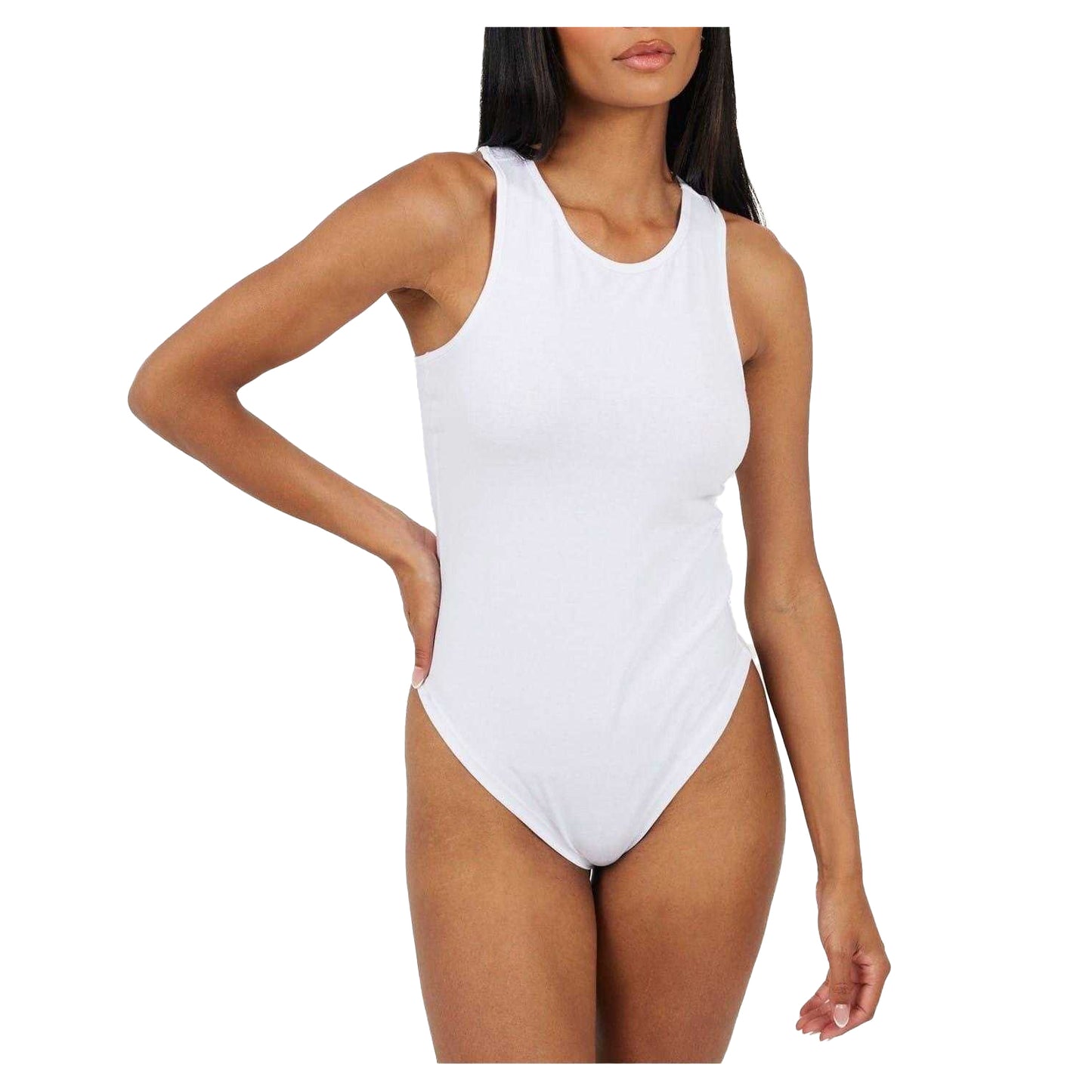 White - Front - Brave Soul Womens-Ladies Jersey Bodysuit
