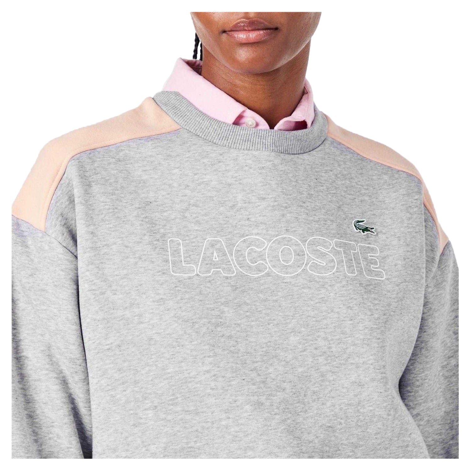 Silver - Side - Lacoste Womens-Ladies Relaxed Fit Sweatshirt