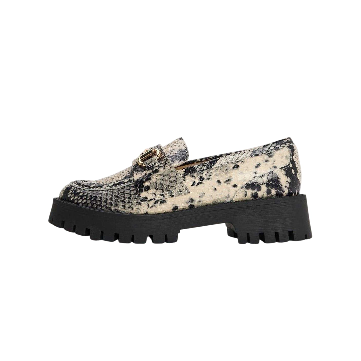 Light Beige - Back - Steve Madden Womens-Ladies Snake Print Loafers