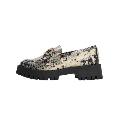 Light Beige - Back - Steve Madden Womens-Ladies Snake Print Loafers