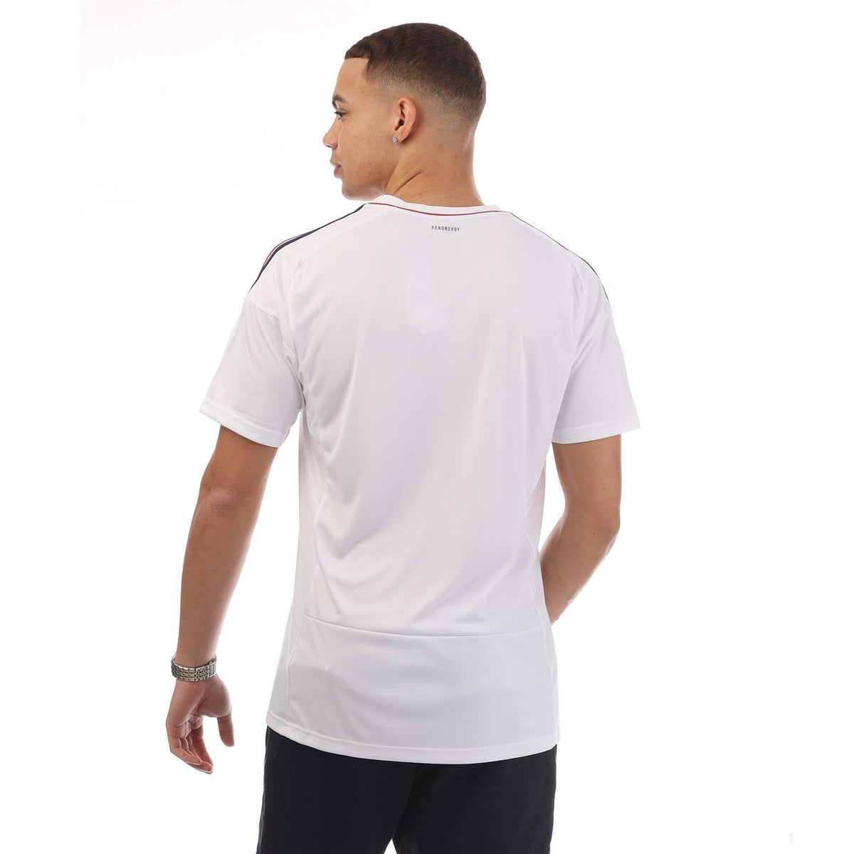 White - Back - Adidas Mens France V Neck Regular Football Jersey