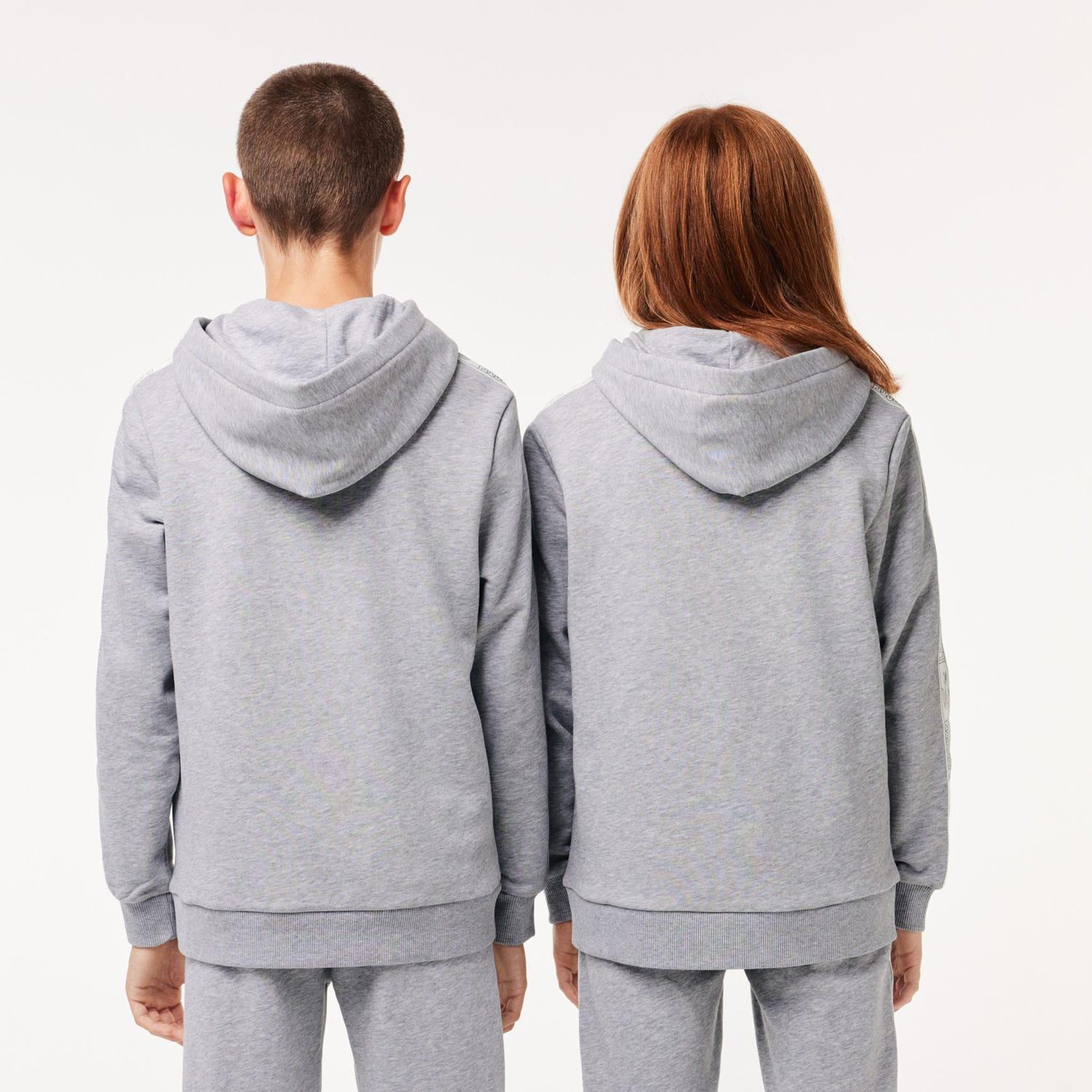 Grey - Back - Lacoste Childrens-Kids Cotton Fleece Hoodie