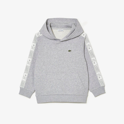 Grey - Front - Lacoste Childrens-Kids Cotton Fleece Hoodie
