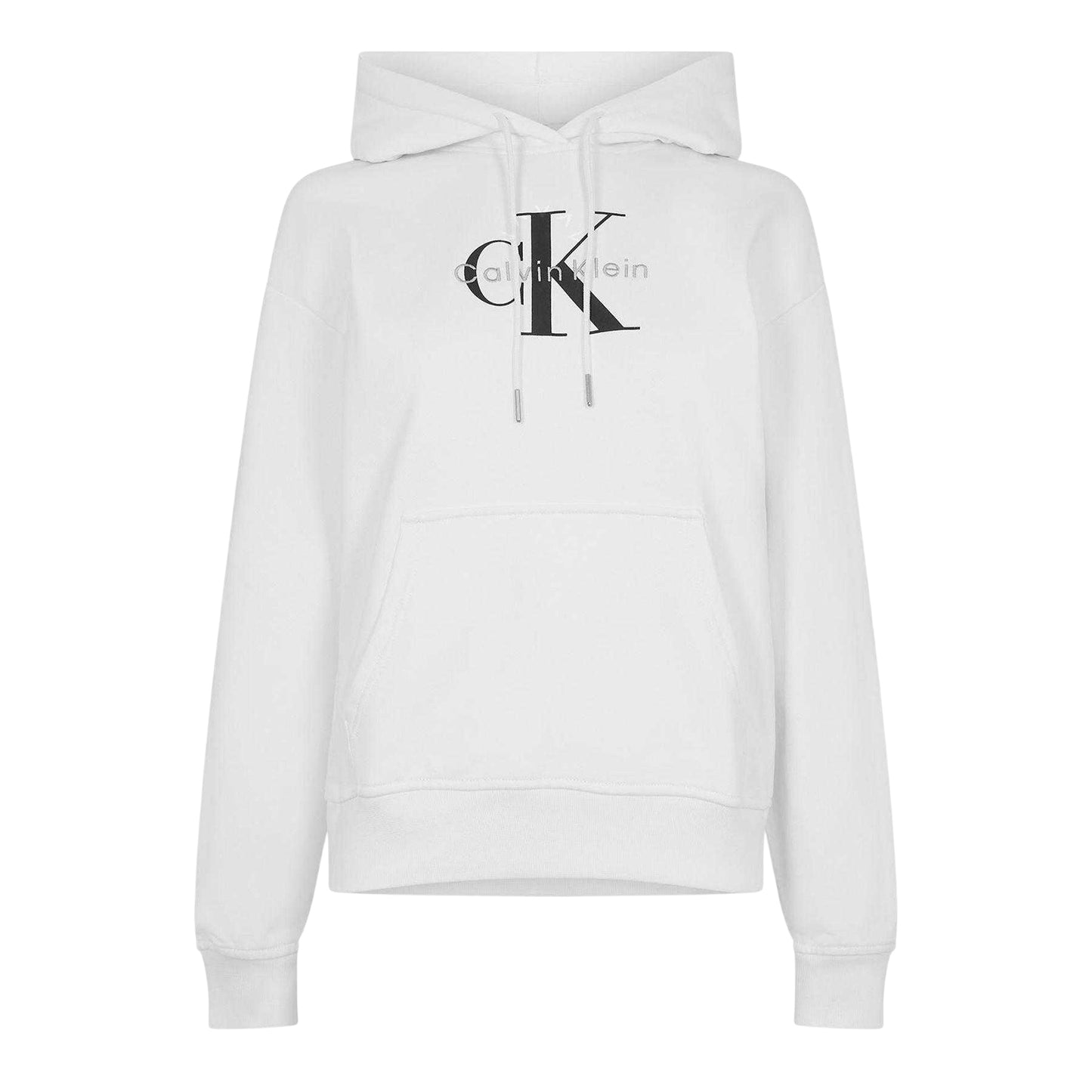 Bright White - Front - Calvin Klein Womens-Ladies Jeans Jersey Logo Hoodie
