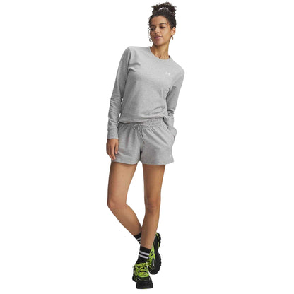 Grey - Side - Under Armour Womens-Ladies Terrycloth Shorts