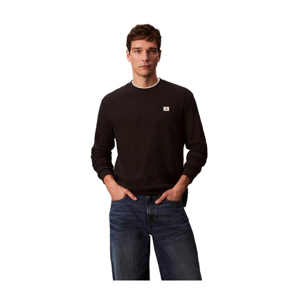 Black - Side - Calvin Klein Mens Waffle Long-Sleeved T-Shirt