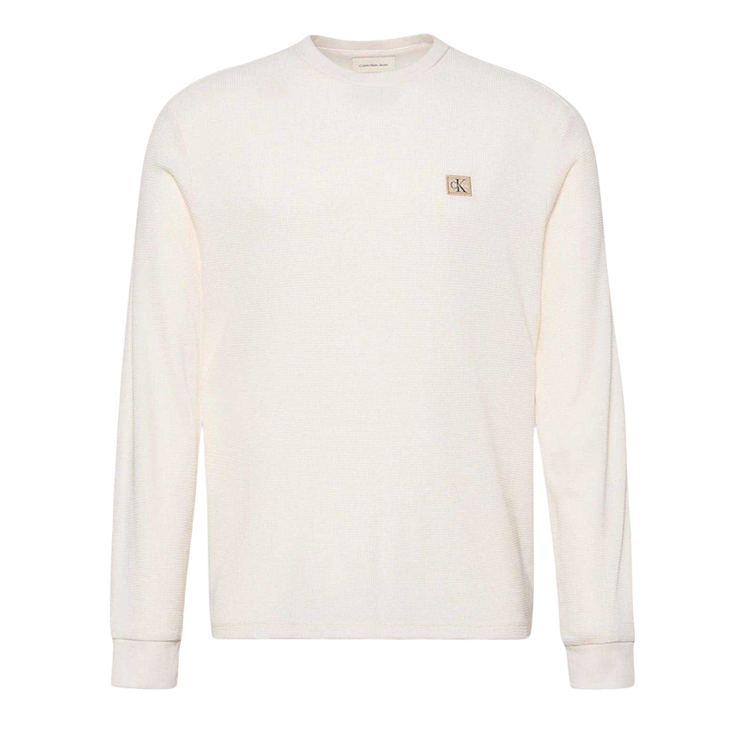 Tofu - Front - Calvin Klein Mens Waffle Long-Sleeved T-Shirt
