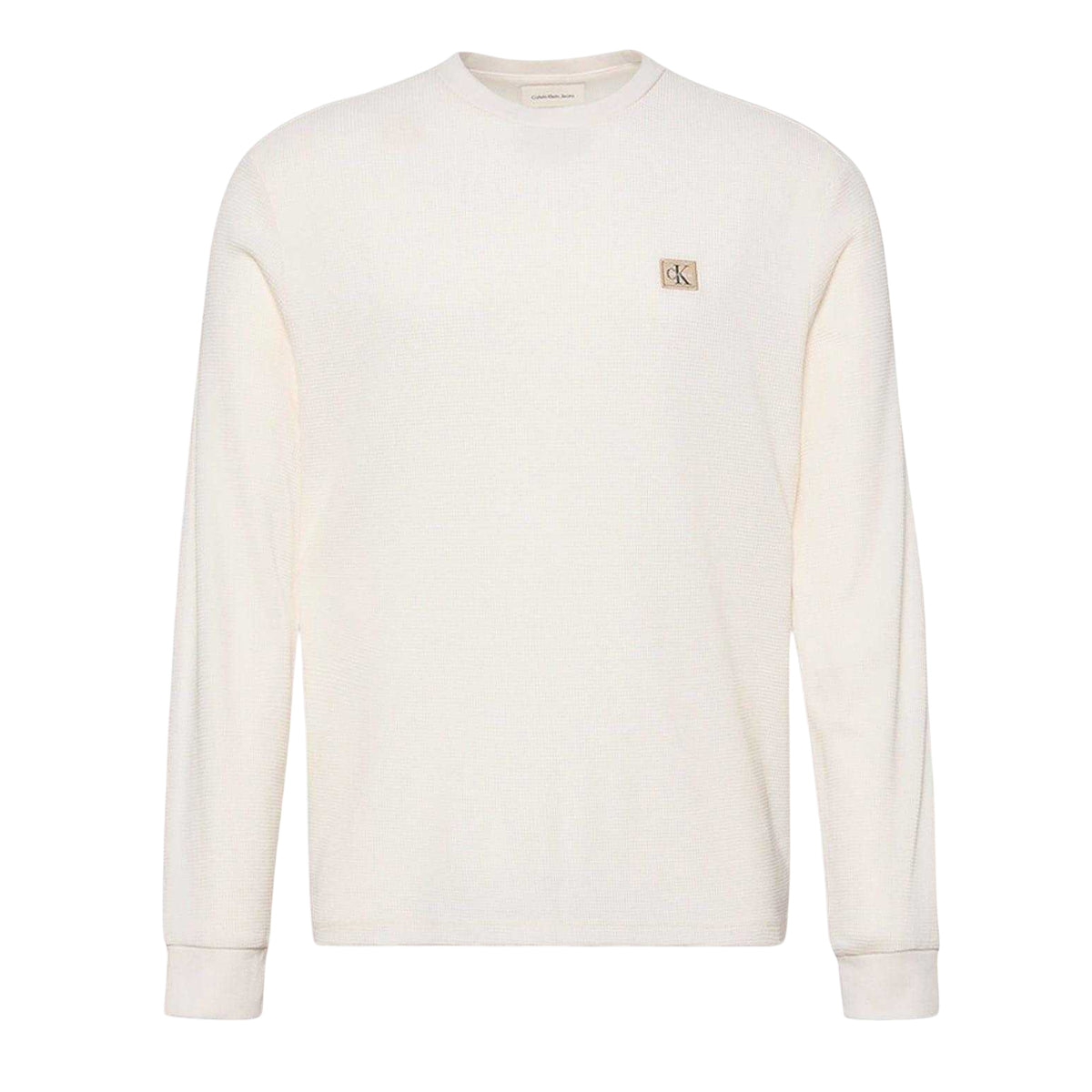 Tofu - Front - Calvin Klein Mens Waffle Long-Sleeved T-Shirt